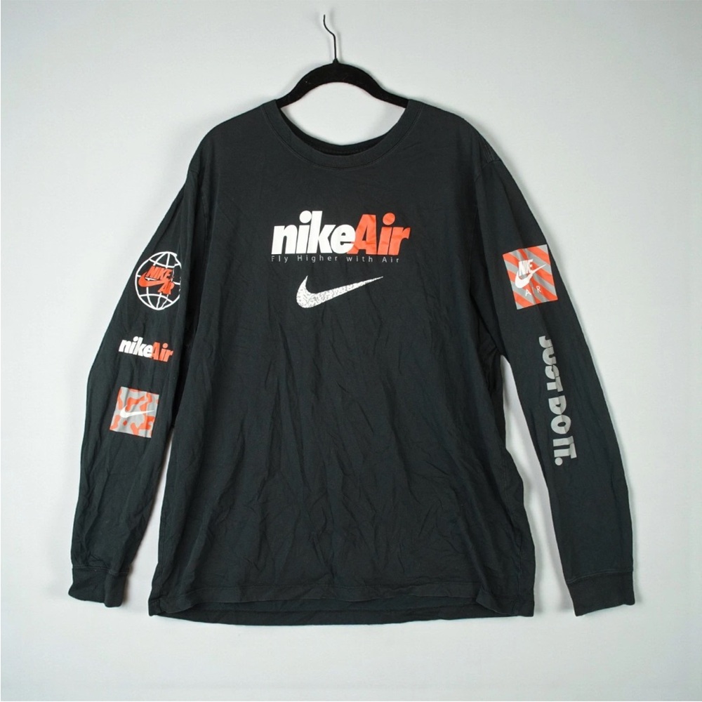 Nike Air Long Sleeve Tee Shirt Mens 2XL XXL Black Fly Higher With Air Just Do It